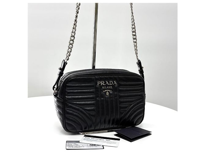 Prada Borsa a tracolla Diagram Silver Chain Camera Bag Black - vista 7