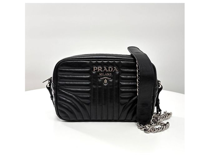 Prada Borsa a tracolla Diagram Silver Chain Camera Bag Black - vista 8