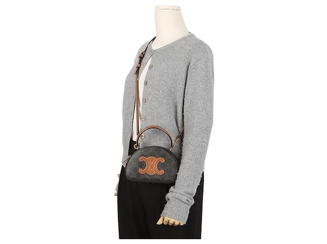 Céline Tri-Op Canvas Half Moon Crossbody Bag Tan - Ansicht 9