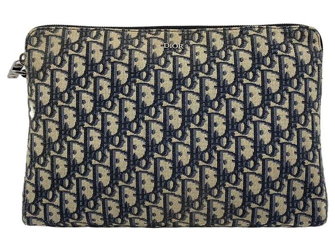 Dior Pouch piatta con zip Oblique Jacquard Blu - vista 10