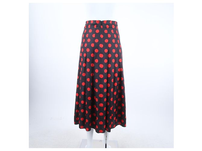 Gonna in seta Gucci nera e rossa - vista 3