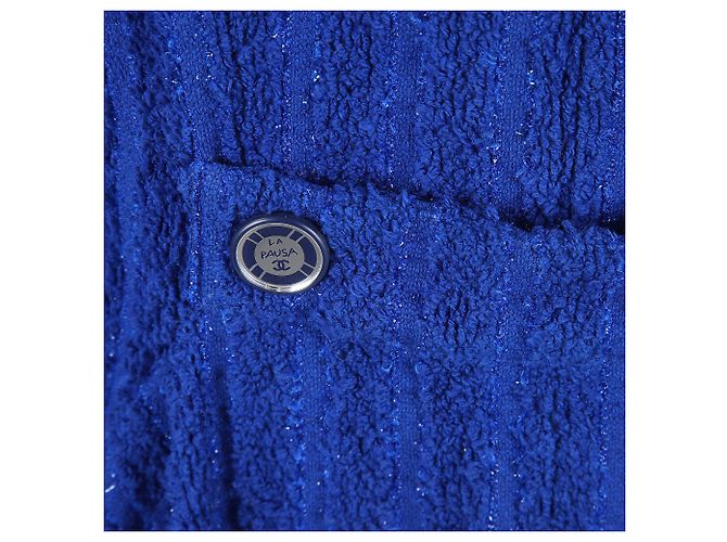 Abrigo de tweed azul Chanel - vista 4
