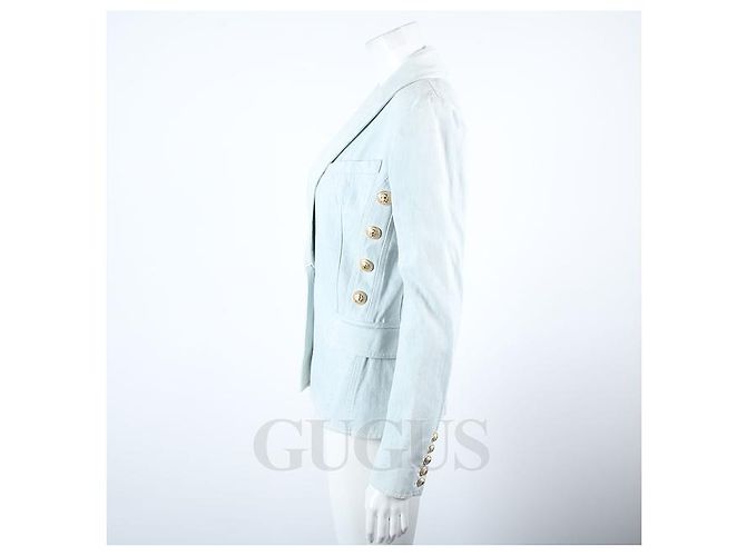 Giacca in denim Balmain blu chiaro - vista 2