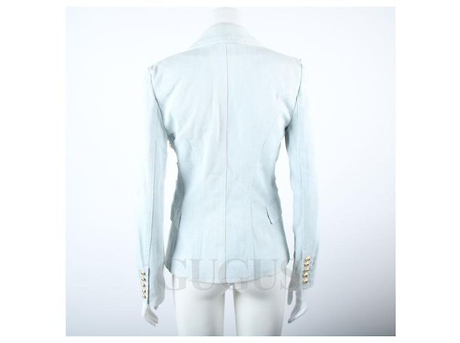 Giacca in denim Balmain blu chiaro - vista 3