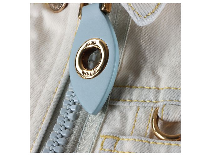 Louis Vuitton Giacca in denim bleach con zip - vista 4