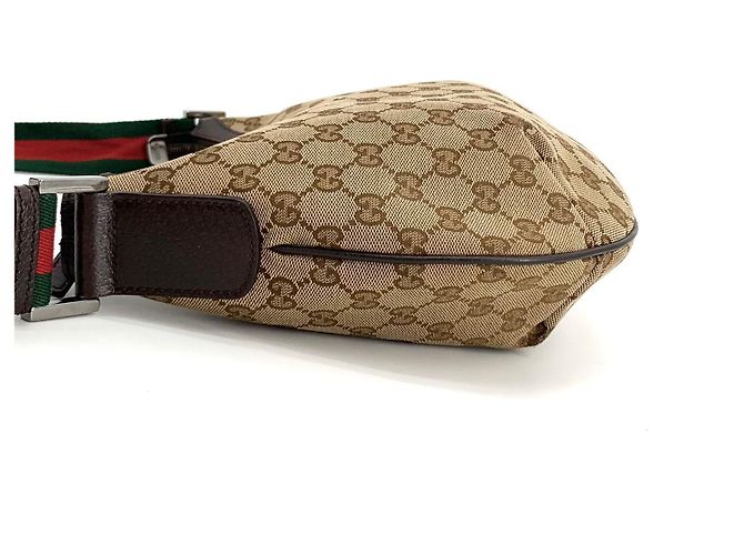 Gucci Borsa a tracolla a mezzaluna a righe con logo GG - vista 5