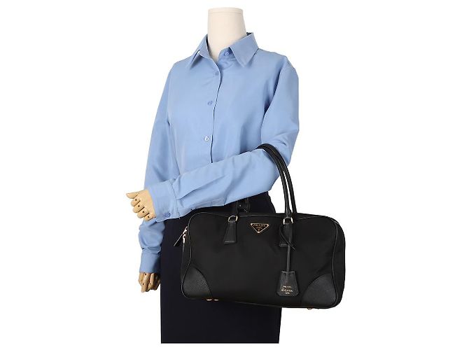 Prada Borsa a spalla Tote Large Reedition Triangle Logo - vista 9