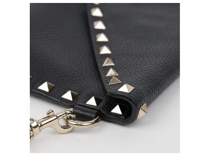 Valentino Clutch Rockstud Envelope in pelle nera - vista 10