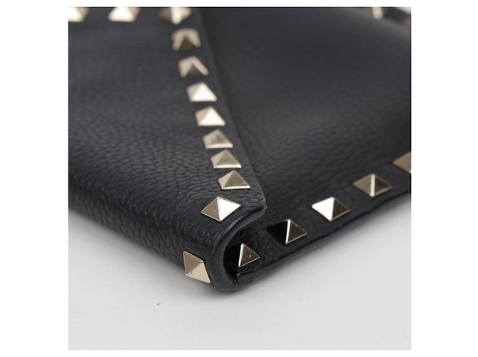 Valentino Clutch Rockstud Envelope in pelle nera - vista 11
