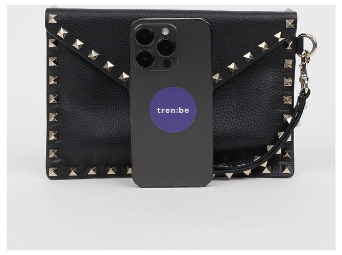 Valentino Clutch Rockstud Envelope in pelle nera - vista 16