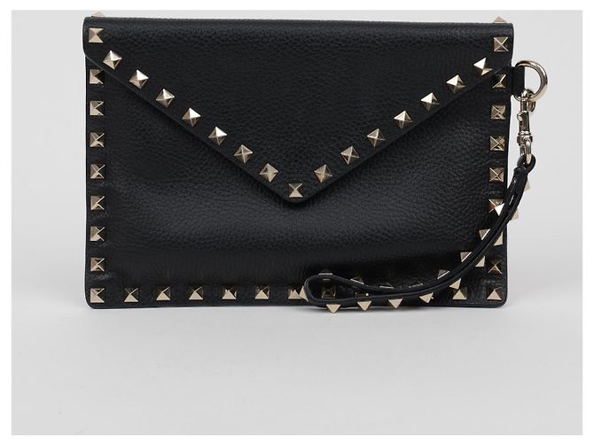 Valentino Clutch Rockstud Envelope in pelle nera - vista 2