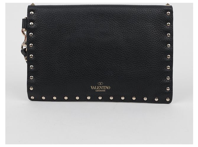 Valentino Clutch Rockstud Envelope in pelle nera - vista 3