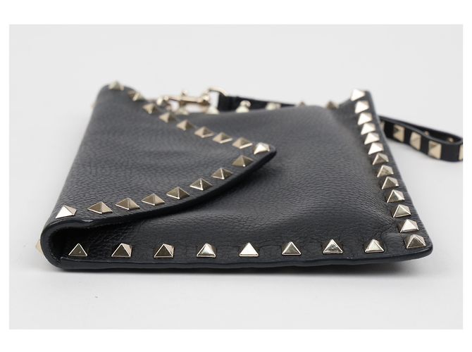 Valentino Clutch Rockstud Envelope in pelle nera - vista 7
