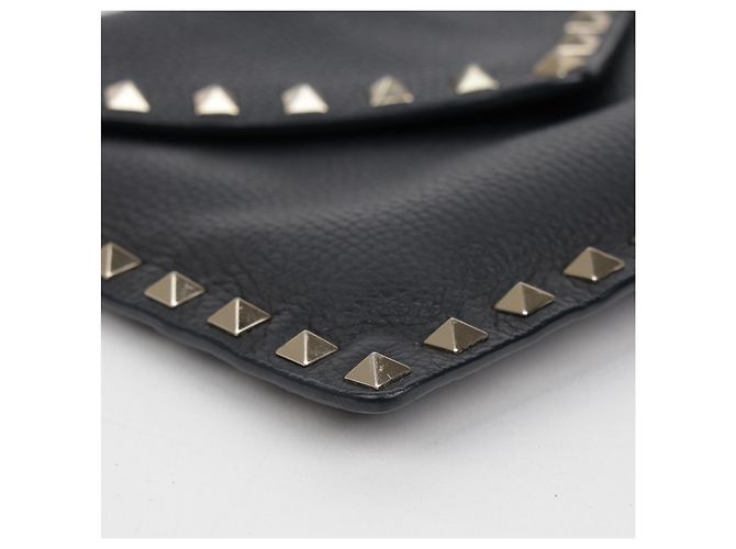 Valentino Clutch Rockstud Envelope in pelle nera - vista 8