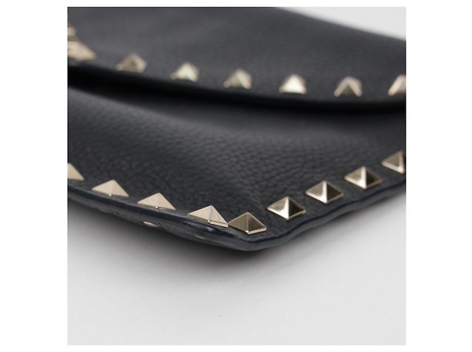 Valentino Clutch Rockstud Envelope in pelle nera - vista 9