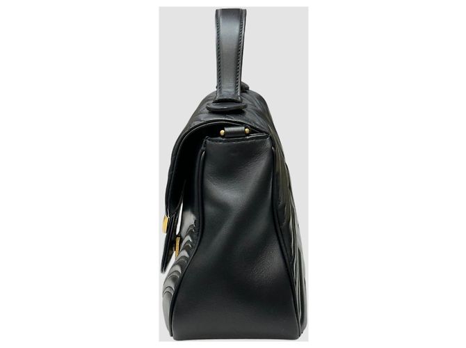 Gucci Matelassé Chevron Gold GG Marmont Small Top Handle - vista 3
