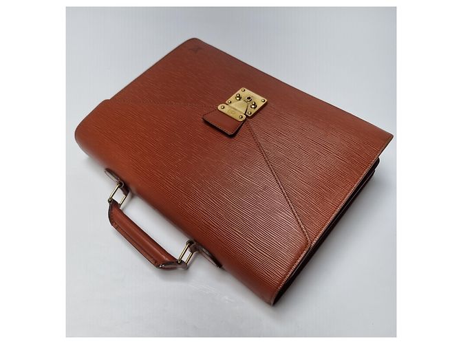 Louis Vuitton Sac Document Epi Serviette Camel Brown - vue 10