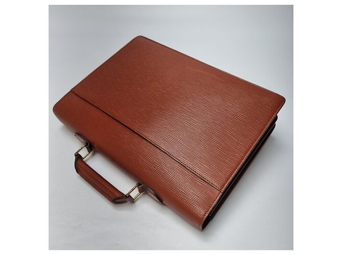 Louis Vuitton Sac Document Epi Serviette Camel Brown - vue 12
