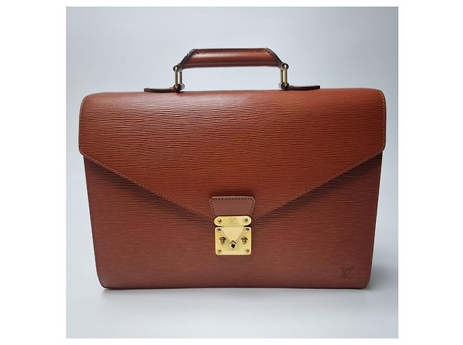 Louis Vuitton Sac Document Epi Serviette Camel Brown - vue 2