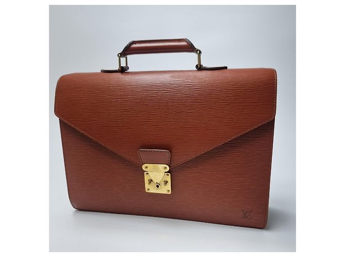 Louis Vuitton Sac Document Epi Serviette Camel Brown - vue 3
