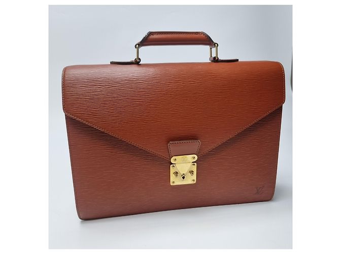 Louis Vuitton Sac Document Epi Serviette Camel Brown - vue 4