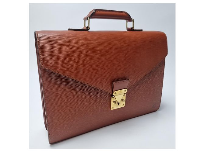 Louis Vuitton Sac Document Epi Serviette Camel Brown - vue 5