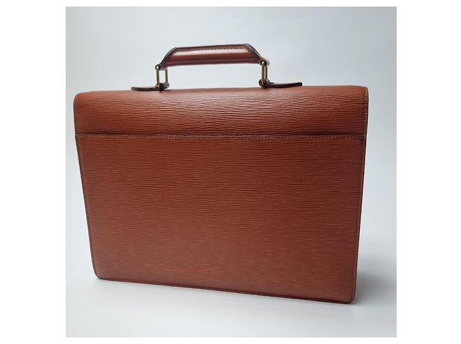 Louis Vuitton Sac Document Epi Serviette Camel Brown - vue 8