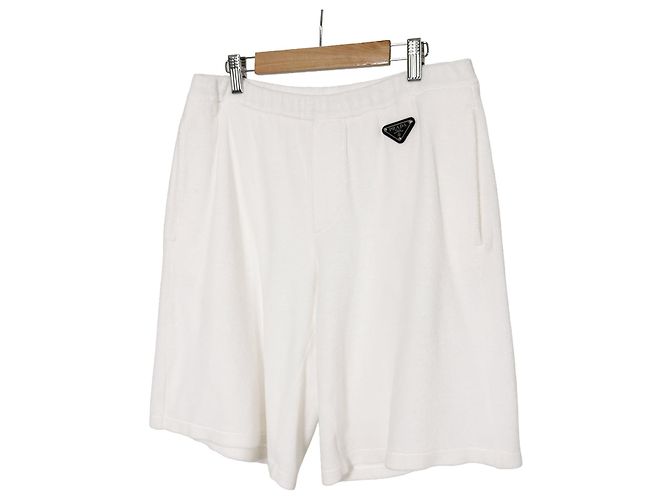 Prada Bermuda in spugna da uomo con logo triangolare Bianco - vista 2
