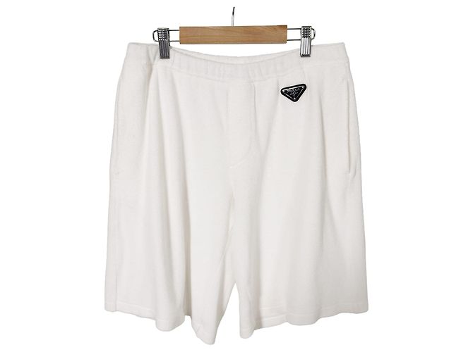 Prada Bermuda in spugna da uomo con logo triangolare Bianco - vista 4
