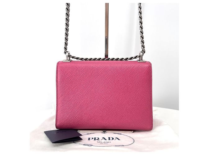 Prada Borsa a tracolla Saffiano Monochrome con catena - vista 4