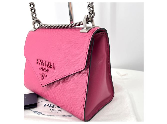 Prada Borsa a tracolla Saffiano Monochrome con catena - vista 6