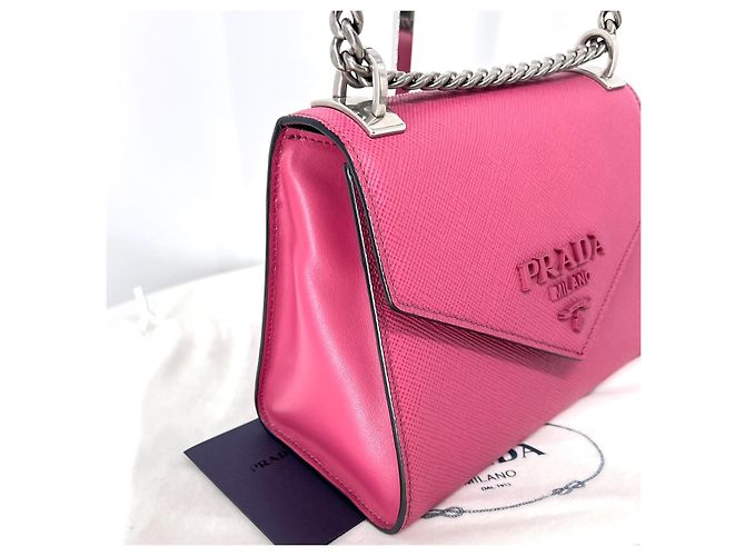 Prada Borsa a tracolla Saffiano Monochrome con catena - vista 7