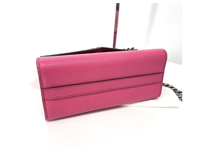 Prada Borsa a tracolla Saffiano Monochrome con catena - vista 8