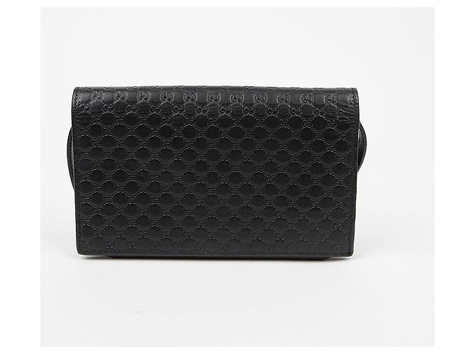 Gucci Microshima Mini Borsa Crossbody in Pelle Black - vista 3