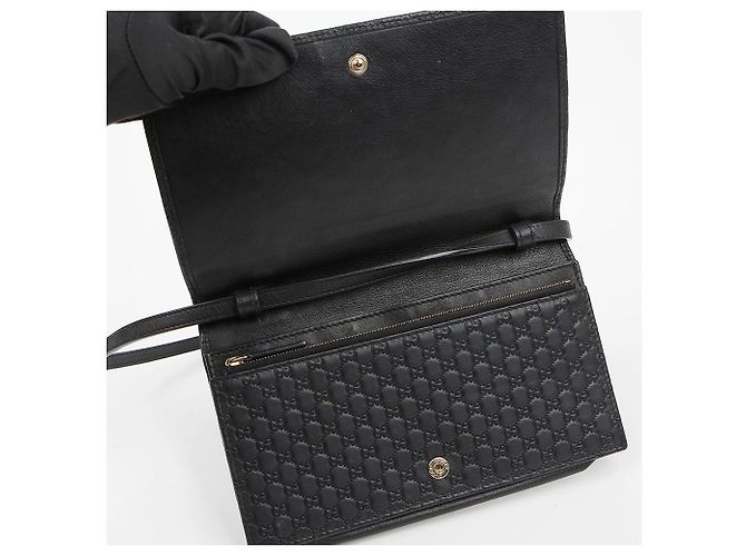 Gucci Microshima Mini Borsa Crossbody in Pelle Black - vista 9