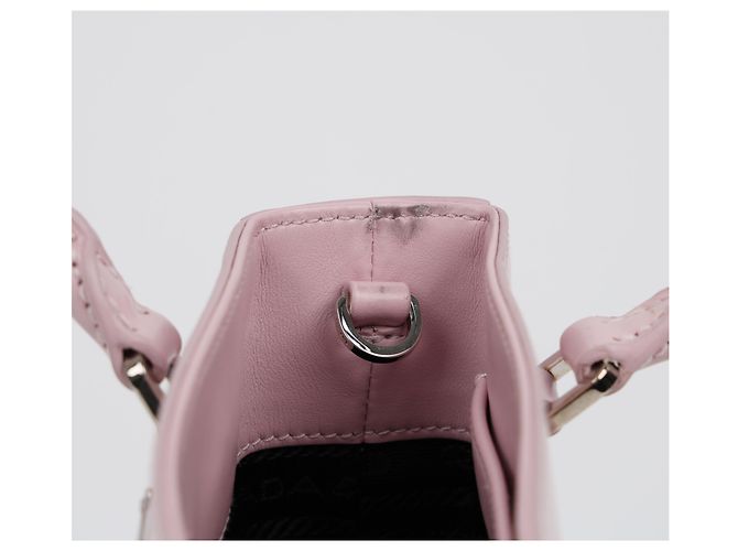 Prada Borsa Tote piccola in pelle spazzolata con logo Triangle Alabaster Pink - vista 10
