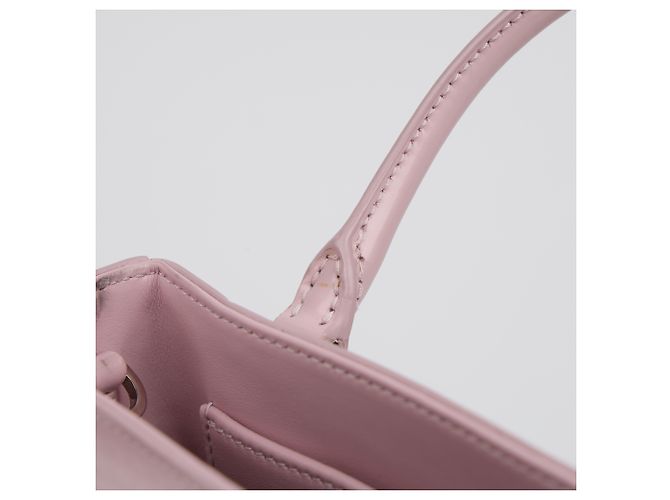 Prada Borsa Tote piccola in pelle spazzolata con logo Triangle Alabaster Pink - vista 12