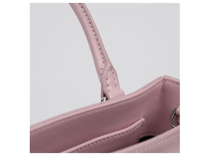 Prada Borsa Tote piccola in pelle spazzolata con logo Triangle Alabaster Pink - vista 13