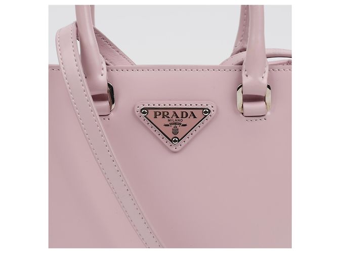 Prada Borsa Tote piccola in pelle spazzolata con logo Triangle Alabaster Pink - vista 3