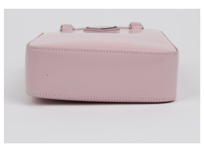 Prada Borsa Tote piccola in pelle spazzolata con logo Triangle Alabaster Pink - vista 7