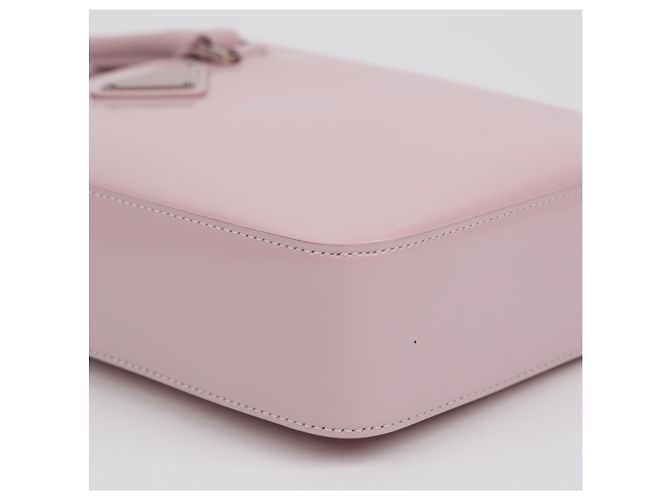 Prada Borsa Tote piccola in pelle spazzolata con logo Triangle Alabaster Pink - vista 8