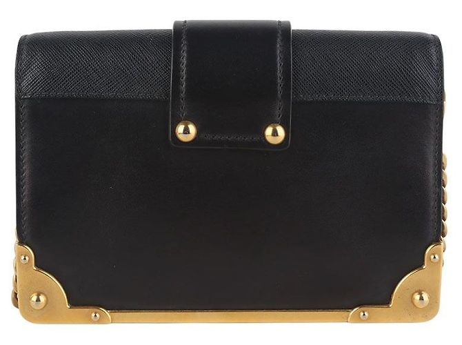 Prada Borsa a tracolla mini Cahier in Saffiano con catena - vista 3