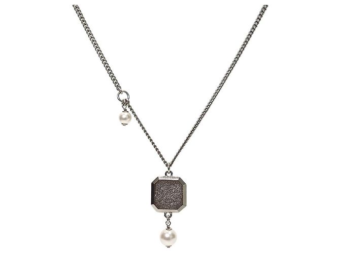 Chanel Collana a catena quadrata in cristallo e perle - vista 2