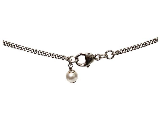 Chanel Collana a catena quadrata in cristallo e perle - vista 4
