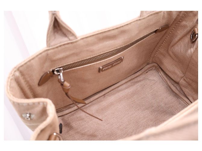 Miu Miu Logo Jacquard Camel Schultertasche - Ansicht 13