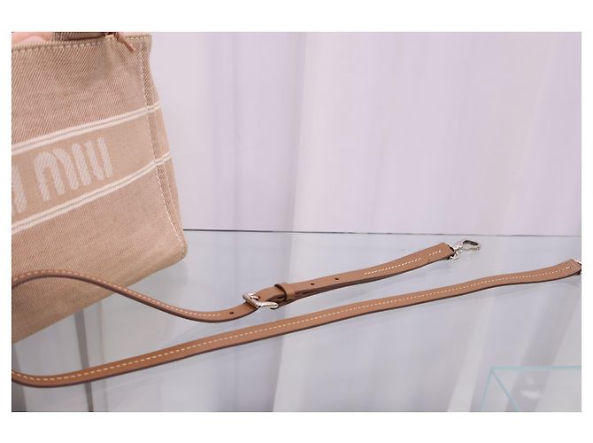 Miu Miu Logo Jacquard Camel Schultertasche - Ansicht 15
