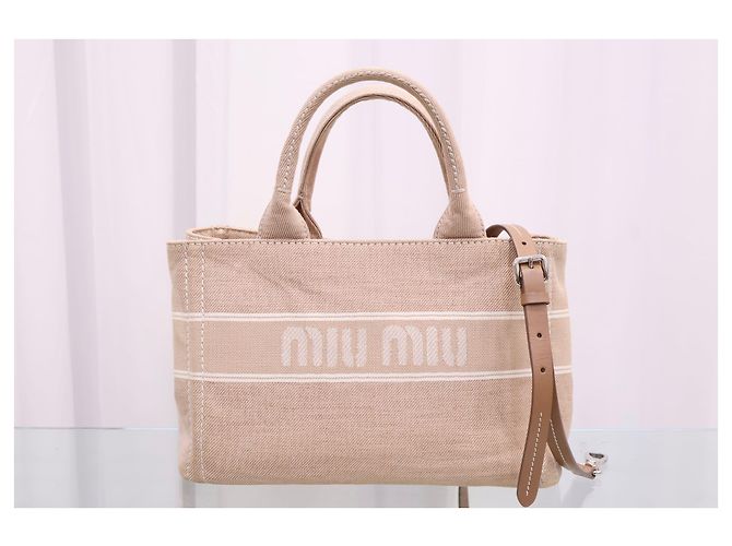 Miu Miu Logo Jacquard Camel Schultertasche - Ansicht 2