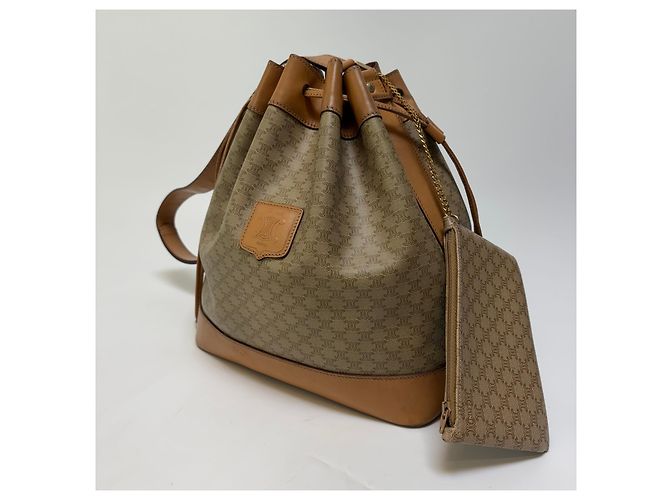 Céline Borsa a secchiello con coulisse Triomphe Macadam Beige Borsa a tracolla (Usata, pochette inclusa) - vista 2