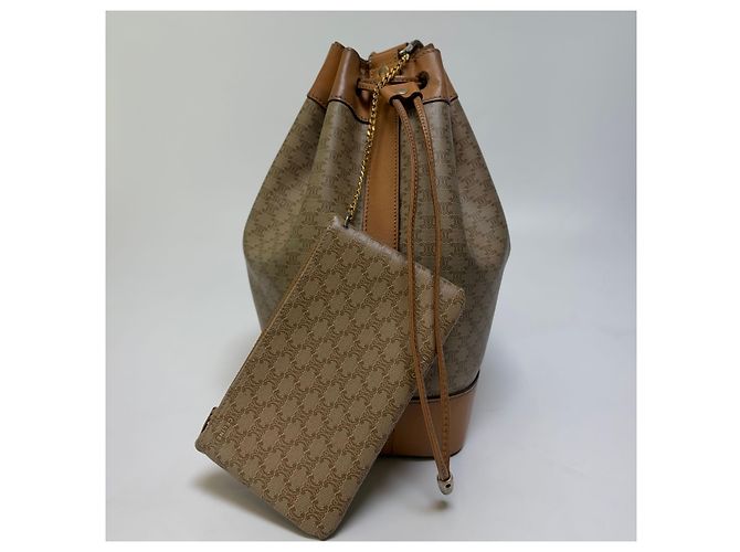 Céline Borsa a secchiello con coulisse Triomphe Macadam Beige Borsa a tracolla (Usata, pochette inclusa) - vista 5