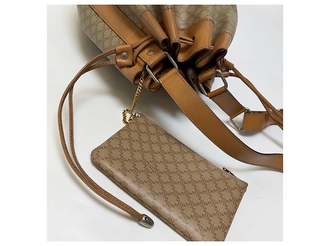 Céline Borsa a secchiello con coulisse Triomphe Macadam Beige Borsa a tracolla (Usata, pochette inclusa) - vista 8